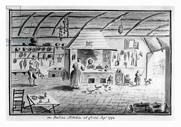 Постер View of an Italian kitchen at Lerici, September 1754 с типом исполнения На холсте в раме в багетной раме 221-03