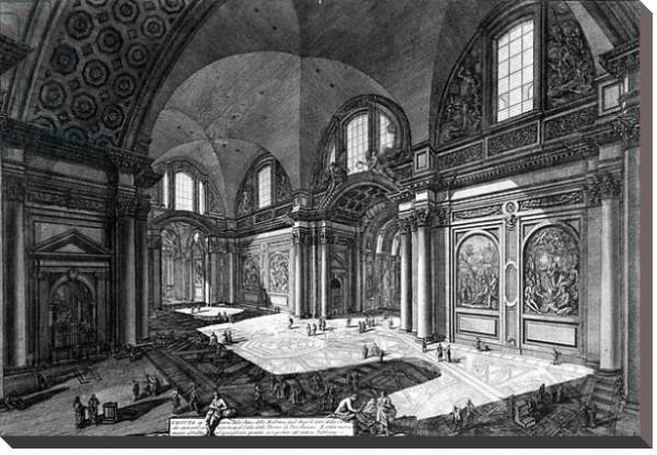 Постер View of the interior of Santa Maria degli Angeli e dei Martiri, c.1760 с типом исполнения На холсте без рамы