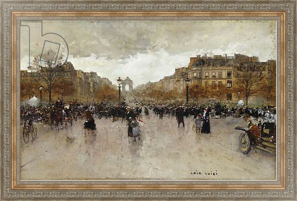 Постер Rond Point des Champs Elysees, Paris, с типом исполнения На холсте в раме в багетной раме 484.M48.310