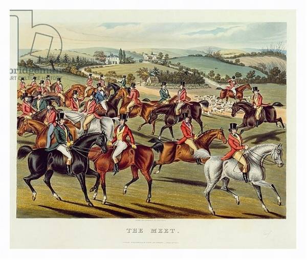 Постер 'The Meet', plate I from 'Fox Hunting', 1838 с типом исполнения На холсте в раме в багетной раме 221-03