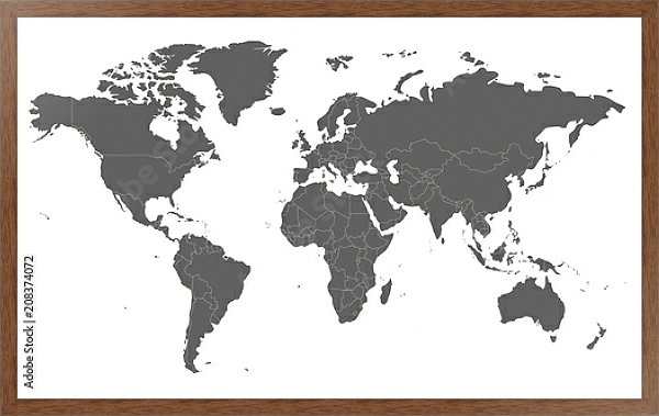 Варианты оформления Контурная карта мира серая (Арт.: 628809)