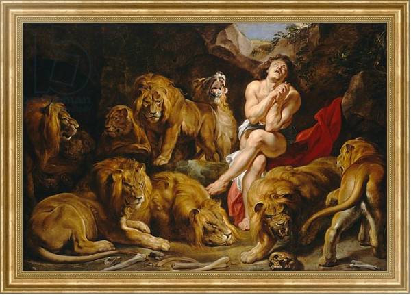 Постер Daniel and the Lions Den, c.1615 с типом исполнения На холсте в раме в багетной раме NA033.1.051