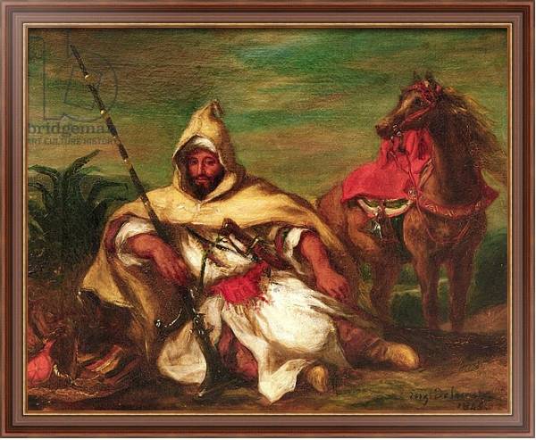 Постер Moroccan soldier sitting near his horse, 1845 с типом исполнения На холсте в раме в багетной раме 35-M719P-83