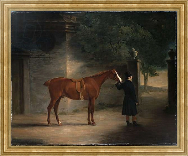 Постер A Hunter and a Groom in a Courtyard, 1816 с типом исполнения На холсте в раме в багетной раме NA033.1.051