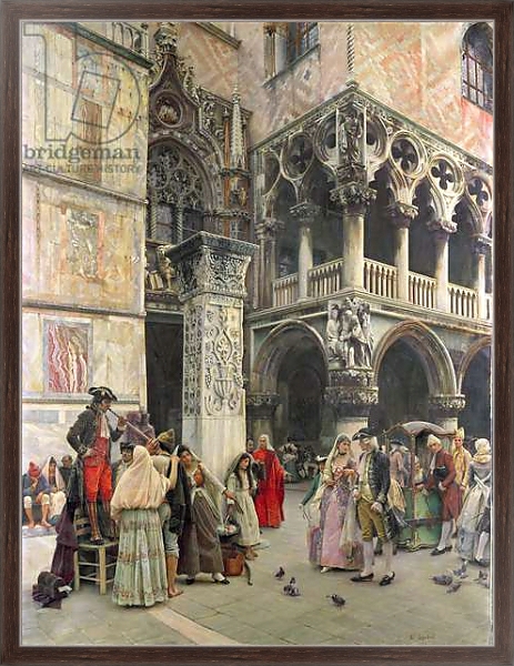Постер In the Piazzetta, Eighteenth Century, 1859-92 с типом исполнения На холсте в раме в багетной раме 221-02