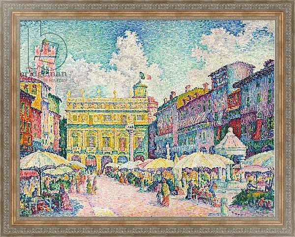 Постер Verona Market; Marche de Verone, 1909 с типом исполнения На холсте в раме в багетной раме 484.M48.310