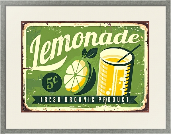 Постер Ретро-плакат с лимонадом с типом исполнения Под стеклом в багетной раме 1727.2510