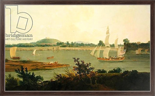 Постер Pinnace Sailing Down the Ganges past Monghyr Fort, c.1791 с типом исполнения На холсте в раме в багетной раме 221-02.QA