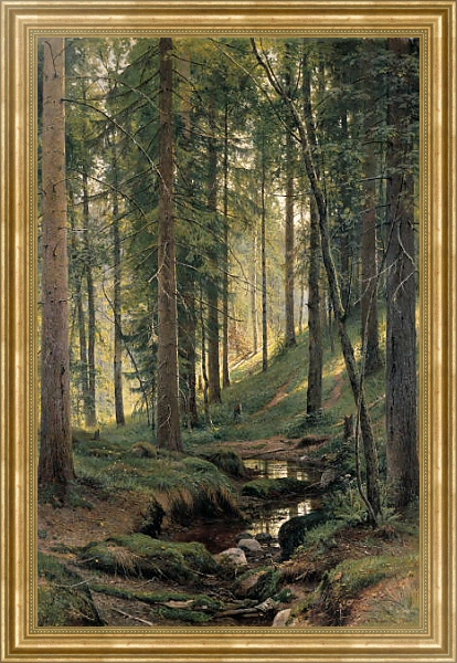 Постер Ручей в лесу 2 с типом исполнения На холсте в раме в багетной раме NA033.1.051