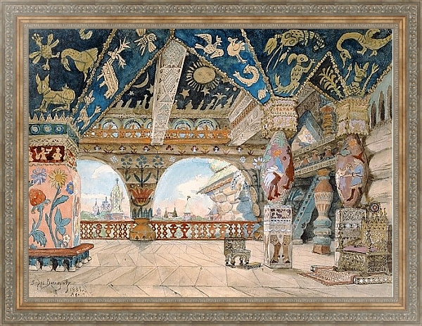 Постер Stage design for Nikolai Rimsky-Korsakov's opera 'The Snow Maiden', 1883 с типом исполнения На холсте в раме в багетной раме 484.M48.310
