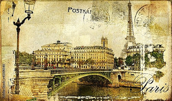 Постер Воспоминания о Париже с типом исполнения На холсте без рамы