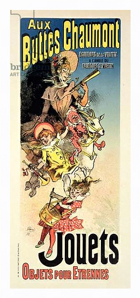 Постер Reproduction of a poster advertising 'New Year Gifts at the Buttes Chaumont', Boulevard de la Villette, Paris, 1889 с типом исполнения На холсте в раме в багетной раме 221-03