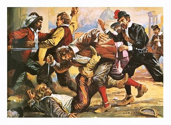 Постер Caravaggio in a brawl с типом исполнения На холсте в раме в багетной раме 221-03