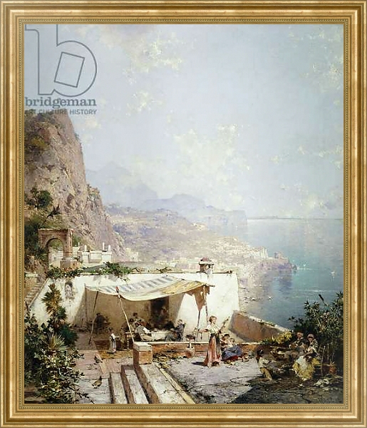 Постер Amalfi - Gulf of Salerno; Amalfi - Golfe de Salerne, с типом исполнения На холсте в раме в багетной раме NA033.1.051