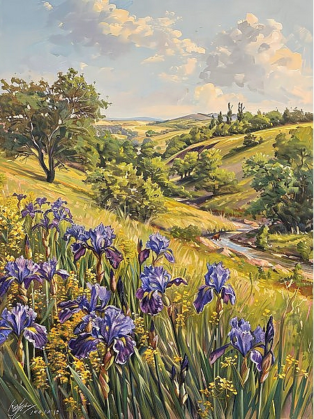 Постер Irises and river с типом исполнения На холсте без рамы