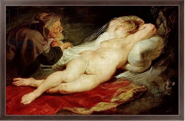 Постер The Hermit and the sleeping Angelica, 1626-28 с типом исполнения На холсте в раме в багетной раме 221-02