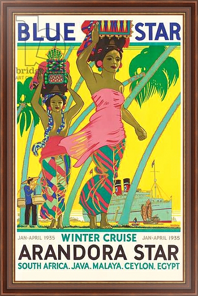 Постер Poster advertising the cruise ship 'Arandora Star', by the shipping company Blue Star Line, 1935 с типом исполнения На холсте в раме в багетной раме 35-M719P-83