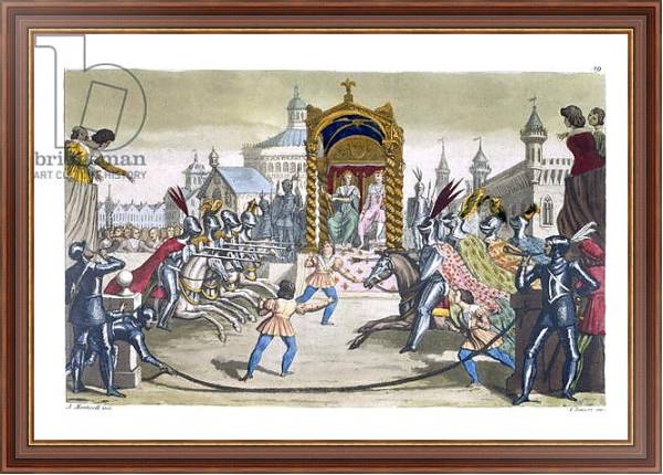 Постер Knights jousting before a King and Queen с типом исполнения На холсте в раме в багетной раме 35-M719P-83