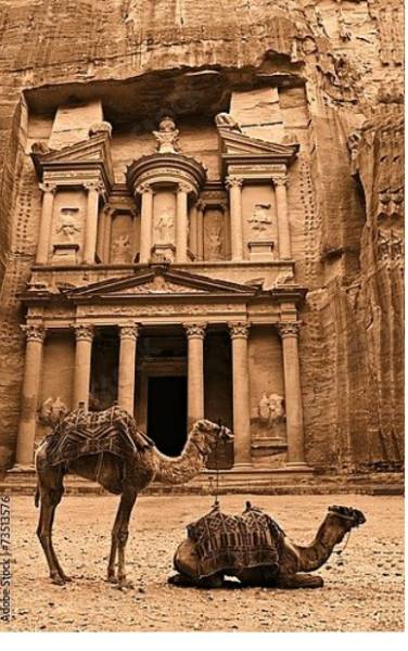 Постер Древний город Петра, Иордания с типом исполнения На холсте без рамы