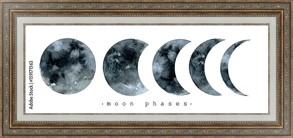 Постер Убывающая луна с типом исполнения На холсте в раме в багетной раме 595.M52.330