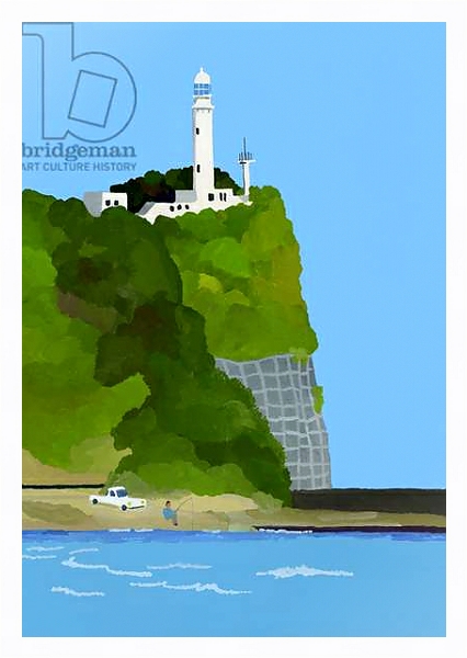 Постер Lighthouse, car and fishing с типом исполнения На холсте в раме в багетной раме 221-03
