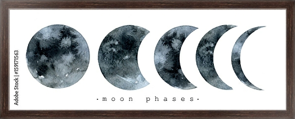 Постер Убывающая луна с типом исполнения На холсте в раме в багетной раме 221-02