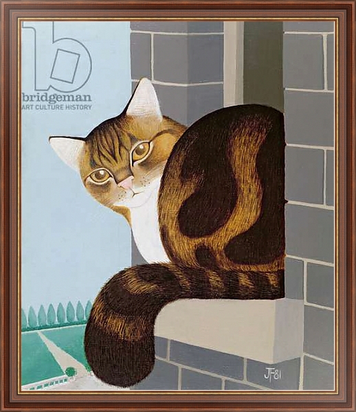 Постер Cat on a Window Sill с типом исполнения На холсте в раме в багетной раме 35-M719P-83