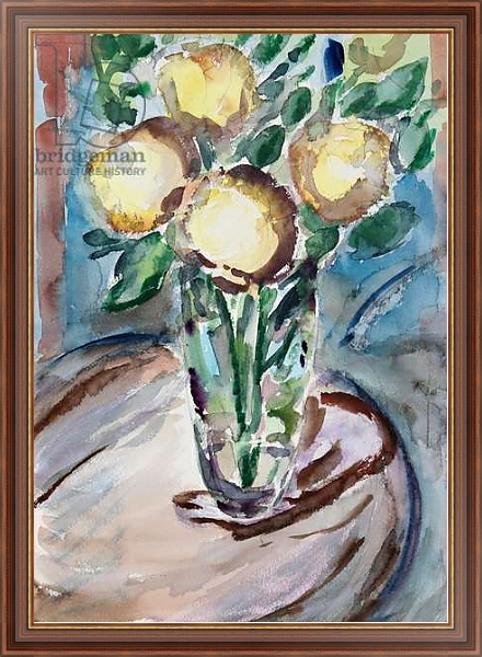 Постер Flowers on End Table, 2020, с типом исполнения На холсте в раме в багетной раме 35-M719P-83