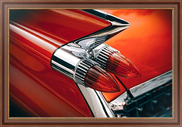 Постер Фара красного автомобиля с типом исполнения На холсте в раме в багетной раме 35-M719P-83
