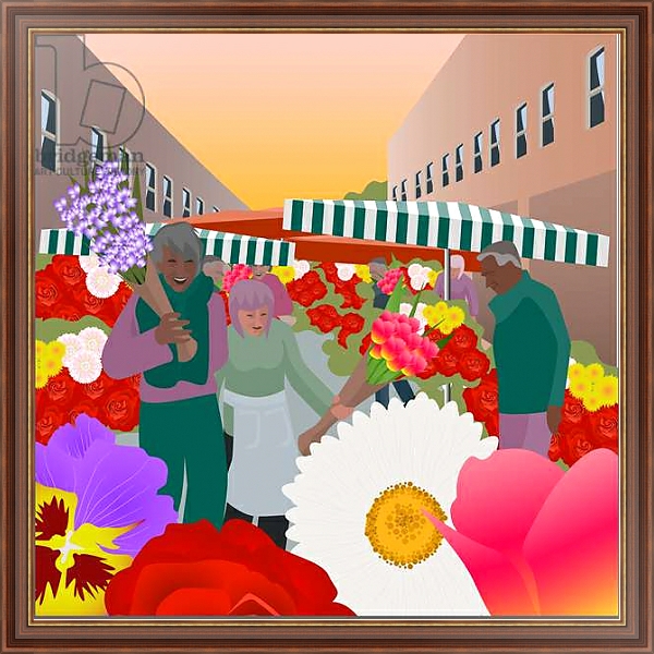 Постер Flower Market at Columbia Road с типом исполнения На холсте в раме в багетной раме 35-M719P-83