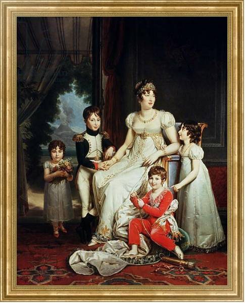 Постер Caroline Bonaparte and her Children с типом исполнения На холсте в раме в багетной раме NA033.1.051