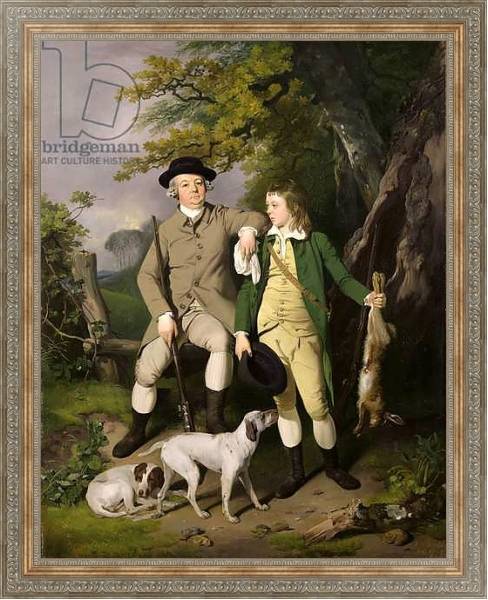 Постер Portrait of a Sportsman with his Son, 1779 с типом исполнения На холсте в раме в багетной раме 484.M48.310