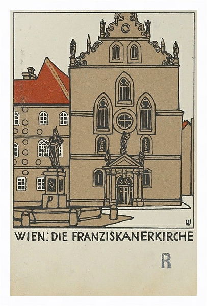 Постер Wien; Die Franziskanerkirche с типом исполнения На холсте в раме в багетной раме 221-03