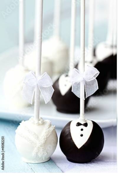 Постер Свадебные пирожные на палочках с типом исполнения На холсте без рамы