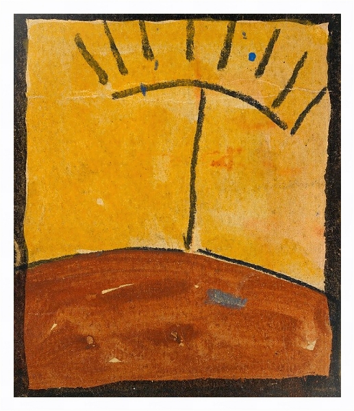 Постер Abstrahierte Landschaft mit Sonnenaufgang с типом исполнения На холсте в раме в багетной раме 221-03