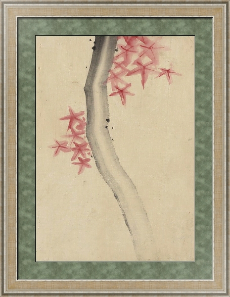 Постер Unidentified, possibly a tree branch with red star-shaped leaves or blossoms с типом исполнения Акварель в раме в багетной раме 485.M40.584