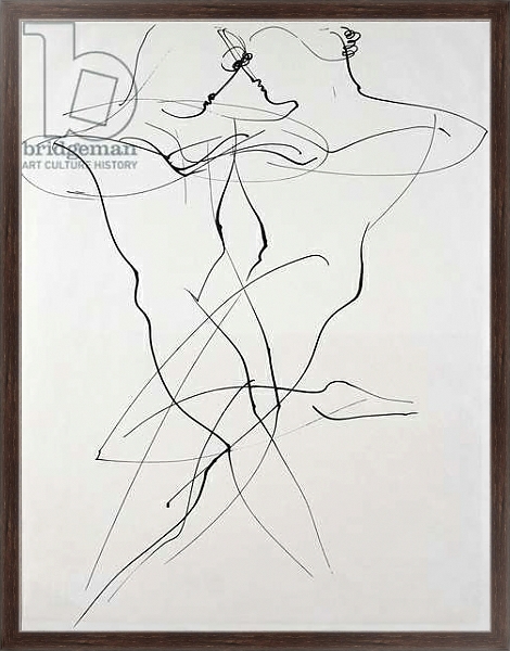 Постер Two figures in opposing motion, dance, 1928, by Oskar Schlemmer. Germany, 20th century. с типом исполнения На холсте в раме в багетной раме 221-02
