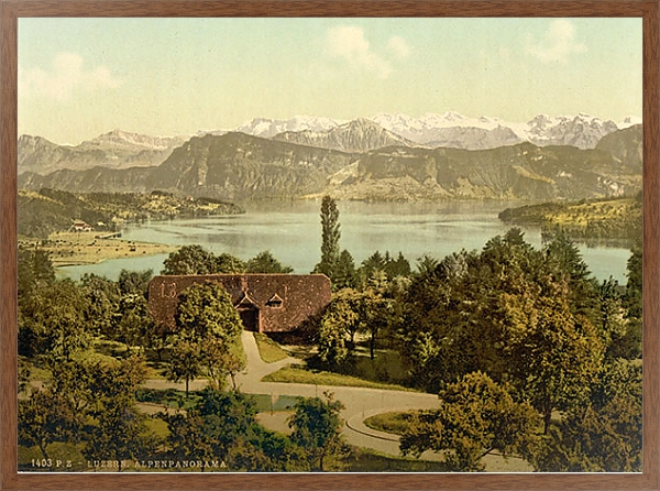 Постер Швейцария. Люцерн, панорама Альп с типом исполнения На холсте в раме в багетной раме 1727.4310