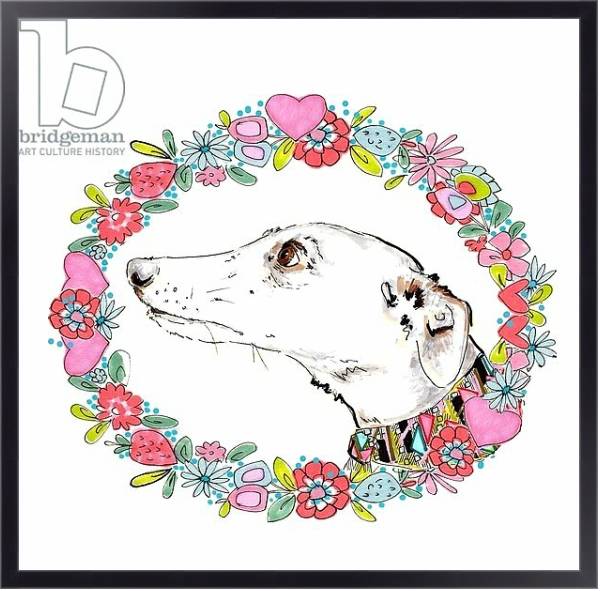 Постер Silvertips Greyhound With Floral Border, 2012 с типом исполнения На холсте в раме в багетной раме 221-01