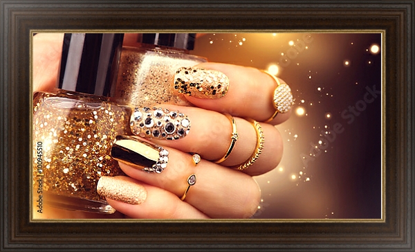 Дизайн E.Co Nails для ногтей камень в золотой оправе голубой (3 шт.) №17