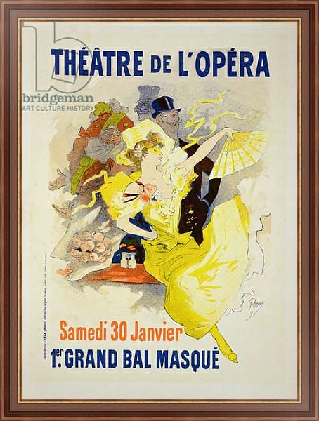 Постер Reproduction of a poster advertising the first 'Grand Bal Masque', Theatre de L'Opera, Paris, 1896 с типом исполнения На холсте в раме в багетной раме 35-M719P-83