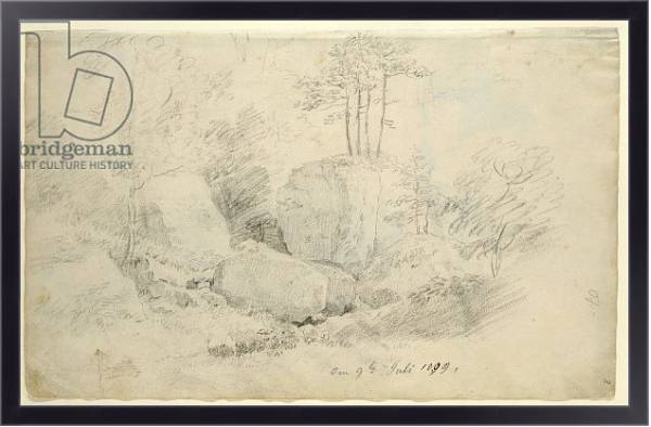 Постер Boulders in Woodland, 1800 с типом исполнения На холсте в раме в багетной раме 221-01