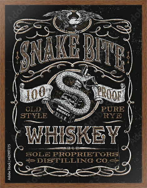 Постер Ретро плакат. Виски с типом исполнения На холсте в раме в багетной раме 1727.4310