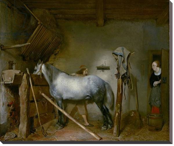Постер Horse in a Stable, c.1652-54 с типом исполнения На холсте без рамы