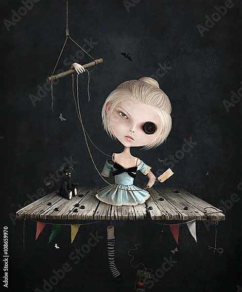 Постер Сломанная кукла с типом исполнения На холсте без рамы