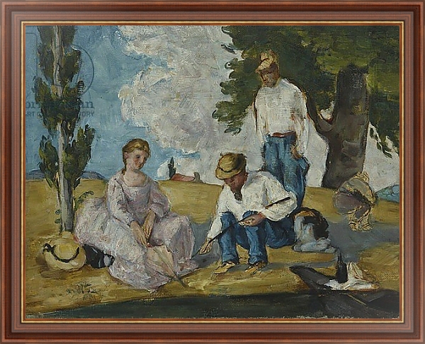 Постер Picnic on a Riverbank, 1873-74 с типом исполнения На холсте в раме в багетной раме 35-M719P-83