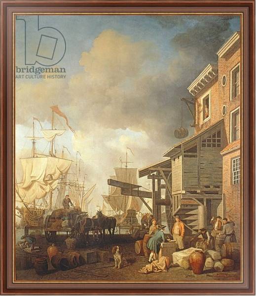 Постер A Thames Wharf, c.1750's с типом исполнения На холсте в раме в багетной раме 35-M719P-83