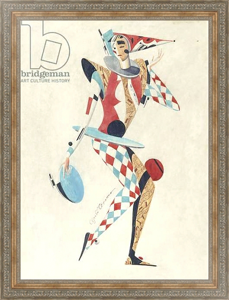 Постер Costume design for a Harlequin с типом исполнения На холсте в раме в багетной раме 484.M48.310