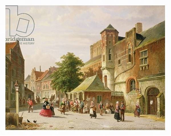 Постер A Street Scene in Amsterdam с типом исполнения На холсте в раме в багетной раме 221-03