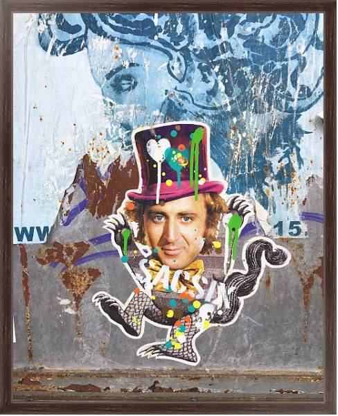Постер Рисунок шляпника на стене с типом исполнения На холсте в раме в багетной раме 221-02